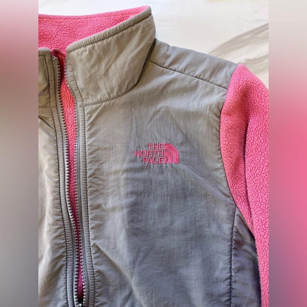 The North Face | Polartec Pink Gray Full Zip Logo Pockets Girls‎ Jacket Coat L - Picture 11 of 11